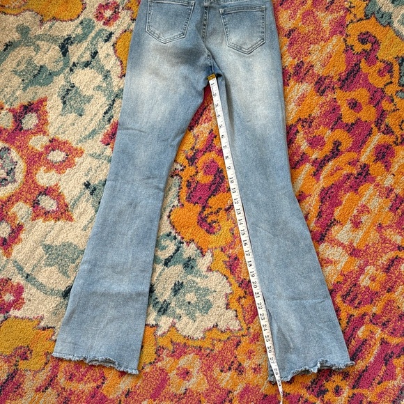 BAMBOO Light Blue Flare Jeans with Cross Details - Picture 5 of 7